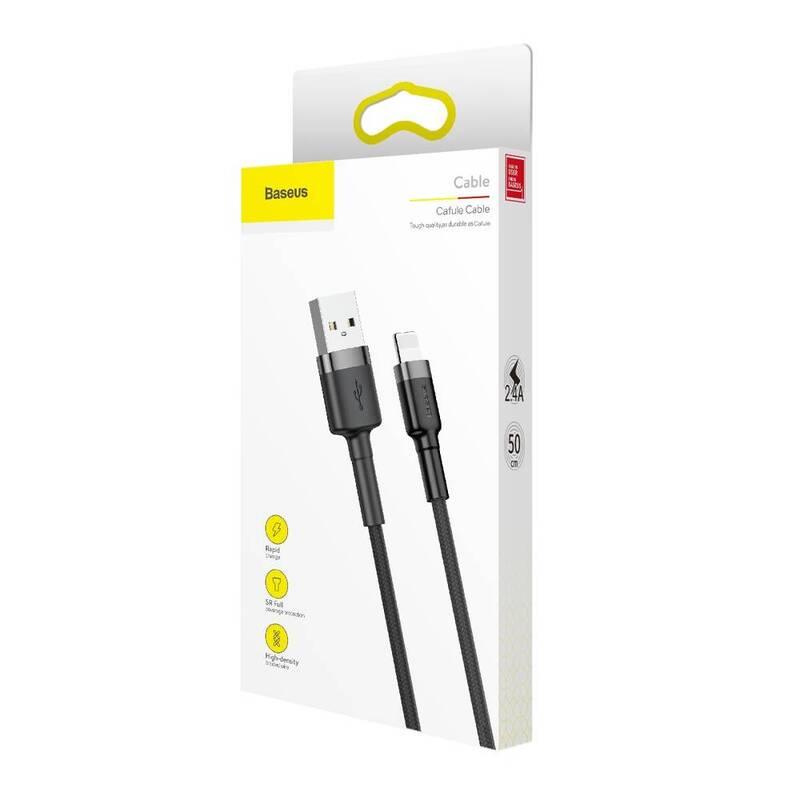 Kabel Baseus Cafule USB Lightning, 0,5m černý šedý