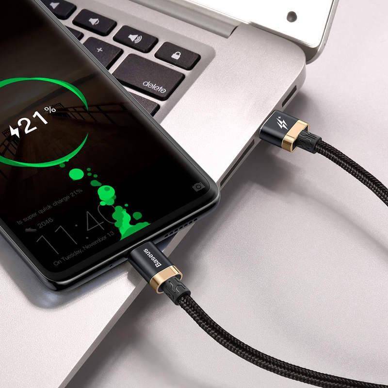 Kabel Baseus HW Flash Charge USB USB-C, 40W, 2m černý zlatý