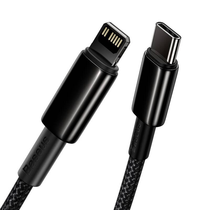 Kabel Baseus Tungsten Gold USB-C Lightning PD 20W 1m černý