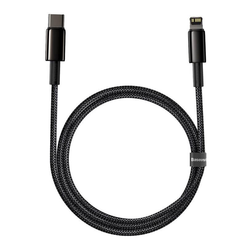 Kabel Baseus Tungsten Gold USB-C Lightning PD 20W 1m černý