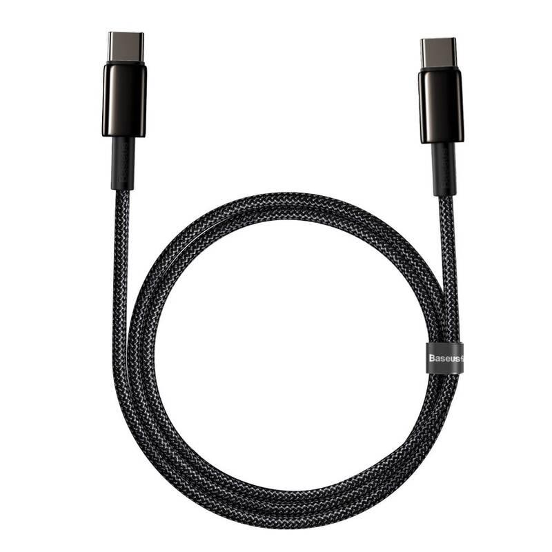 Kabel Baseus Tungsten Gold USB-C USB-C, 100W, 1m černý