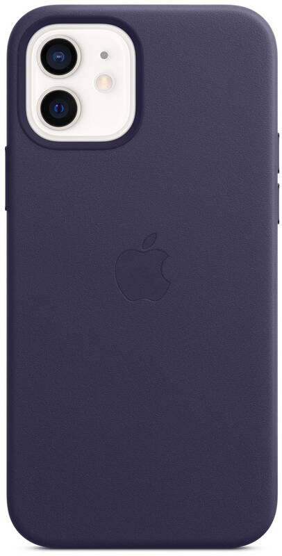 Kryt na mobil Apple Leather Case s MagSafe pro iPhone 12 a 12 Pro - temně fialový