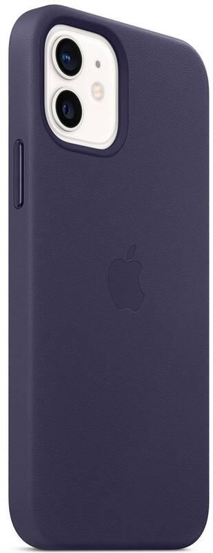 Kryt na mobil Apple Leather Case s MagSafe pro iPhone 12 a 12 Pro - temně fialový