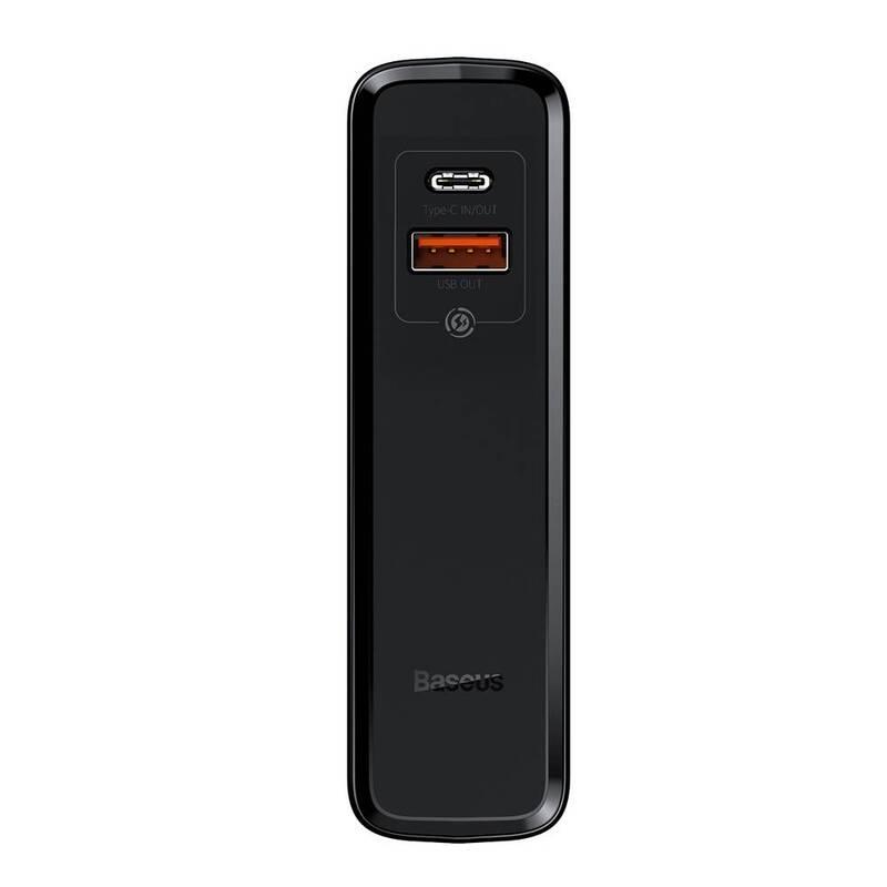 Nabíječka do sítě Baseus Power Station GaN 2v1 QC USB, USB-C a powerbanka 10000mAh 45W USB-C kabel 1m černá