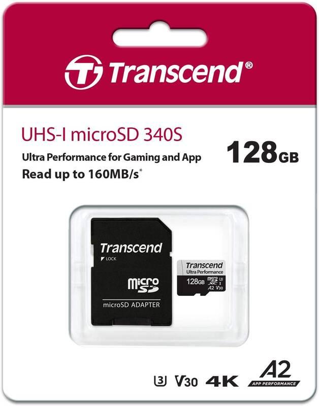 Paměťová karta Transcend 340S microSDXC 128GB UHS-I U3 V30 A2 adapter