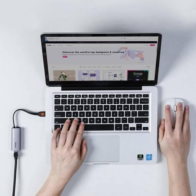 Síťová karta Baseus Steel Cannon USB, USB-C RJ45 šedá