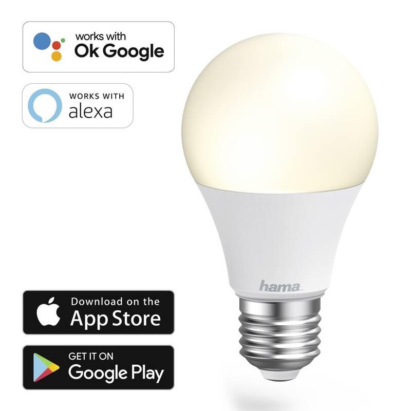 Chytrá žárovka Hama SMART WiFi LED, E27, 10 W, bílá teplá studená