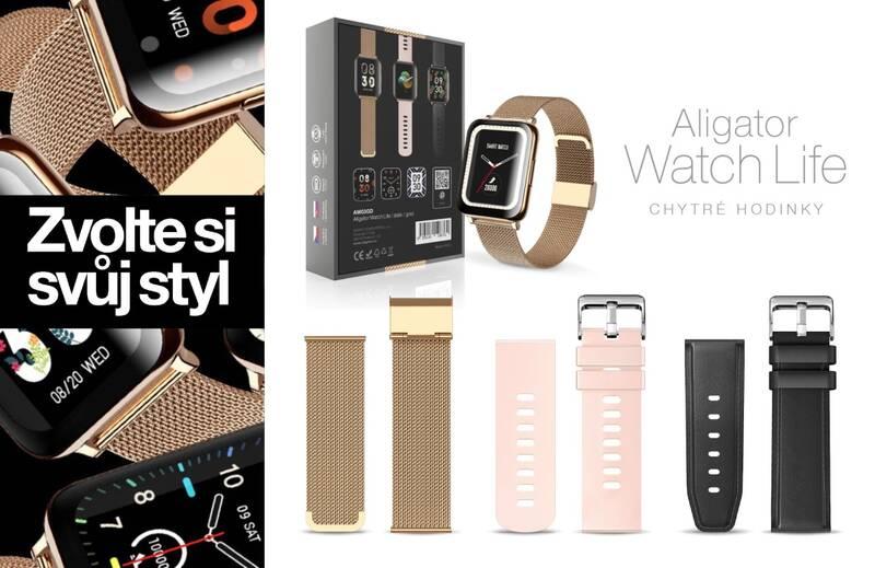 Chytré hodinky Aligator Watch Life, 3x řemínek zlaté, Chytré, hodinky, Aligator, Watch, Life, 3x, řemínek, zlaté