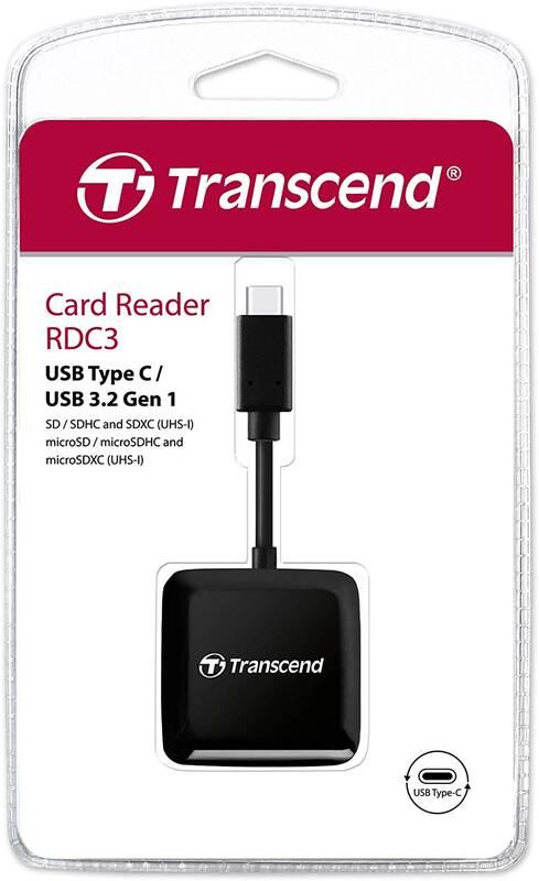 Čtečka paměťových karet Transcend RDC3 USB-C SDHC, SDXC , microSDHC, microSDXC černá, Čtečka, paměťových, karet, Transcend, RDC3, USB-C, SDHC, SDXC, microSDHC, microSDXC, černá