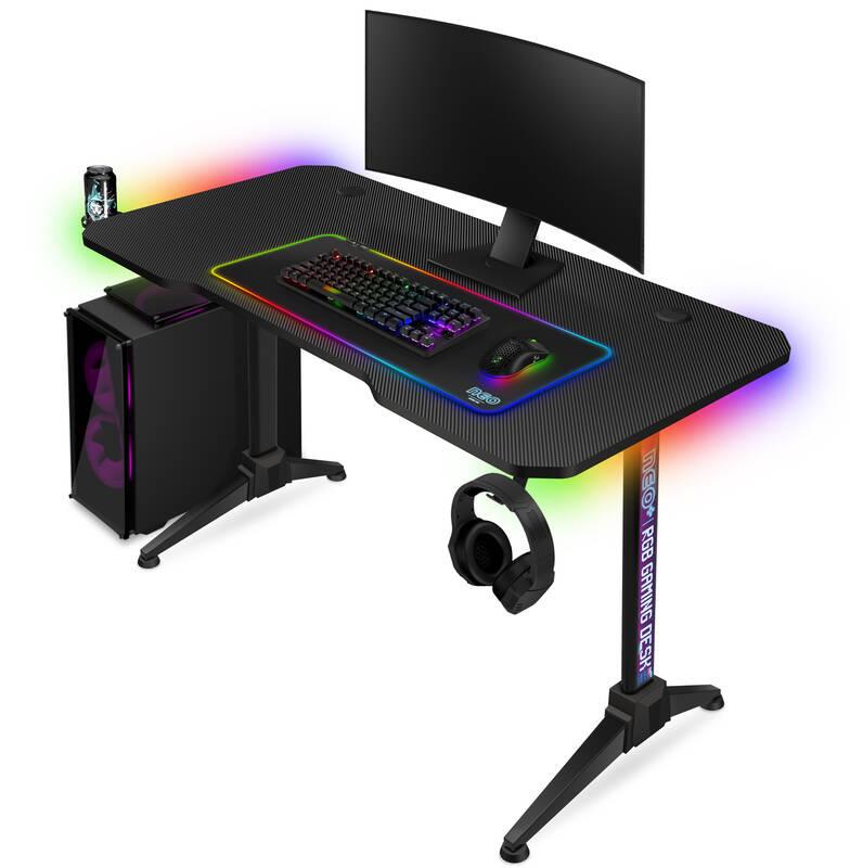 Herní stůl Connect IT NEO s RGB podsvícením černý