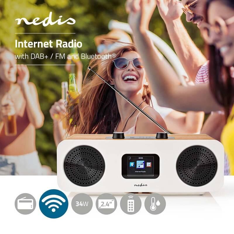 Internetový radiopřijímač Nedis RDIN2500WT bílý dřevo