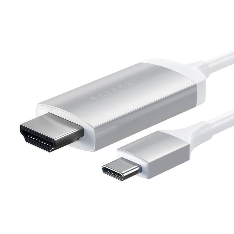 Kabel Satechi USB-C HDMI 4K, 1,8 m stříbrný, Kabel, Satechi, USB-C, HDMI, 4K, 1,8, m, stříbrný