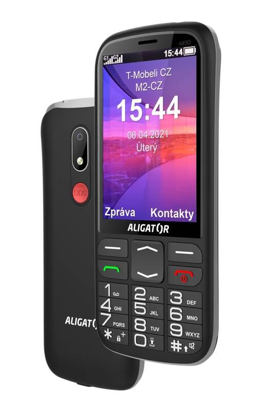 Mobilní telefon Aligator A830 Senior stojánek černý, Mobilní, telefon, Aligator, A830, Senior, stojánek, černý