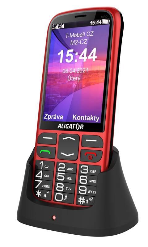 Mobilní telefon Aligator A830 Senior stojánek červený
