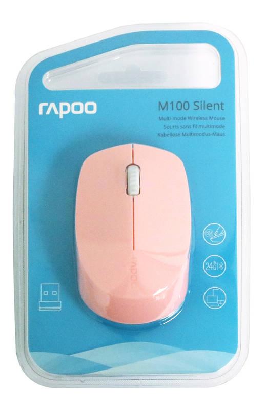 Myš Rapoo M100 růžová, Myš, Rapoo, M100, růžová