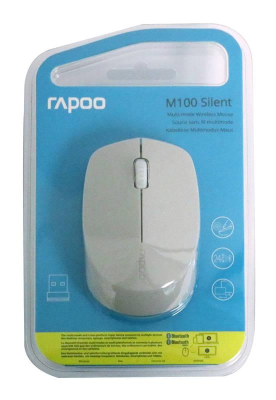 Myš Rapoo M100 šedá, Myš, Rapoo, M100, šedá