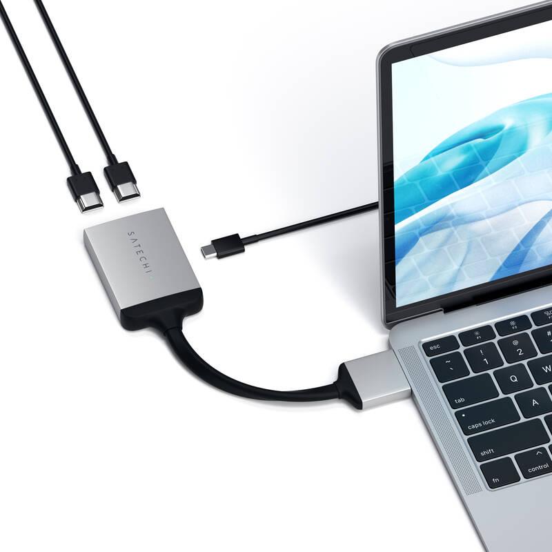 USB Hub Satechi USB-C Dual HDMI Adapter stříbrná