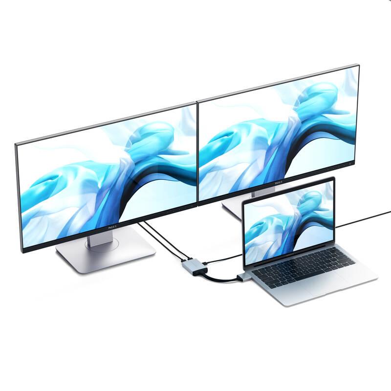 USB Hub Satechi USB-C Dual HDMI Adapter stříbrná