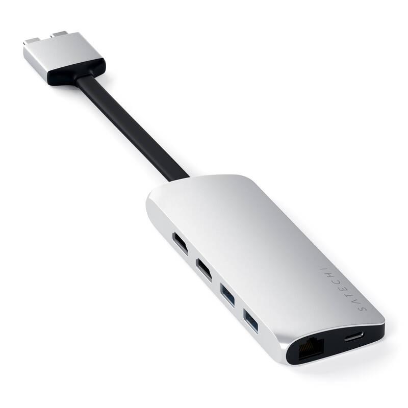 USB Hub Satechi USB-C Dual Multimedia Adapter stříbrná