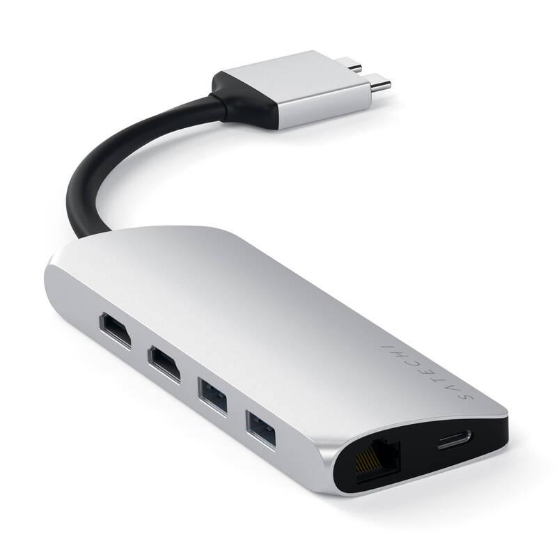 USB Hub Satechi USB-C Dual Multimedia Adapter stříbrná