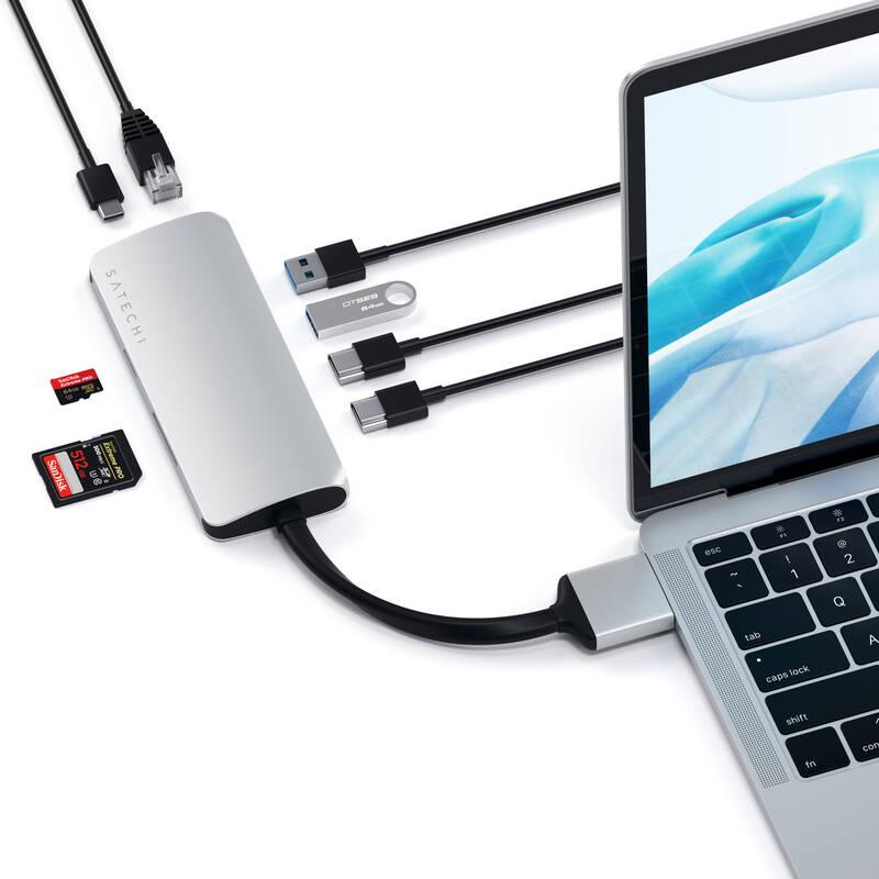 USB Hub Satechi USB-C Dual Multimedia Adapter stříbrná, USB, Hub, Satechi, USB-C, Dual, Multimedia, Adapter, stříbrná