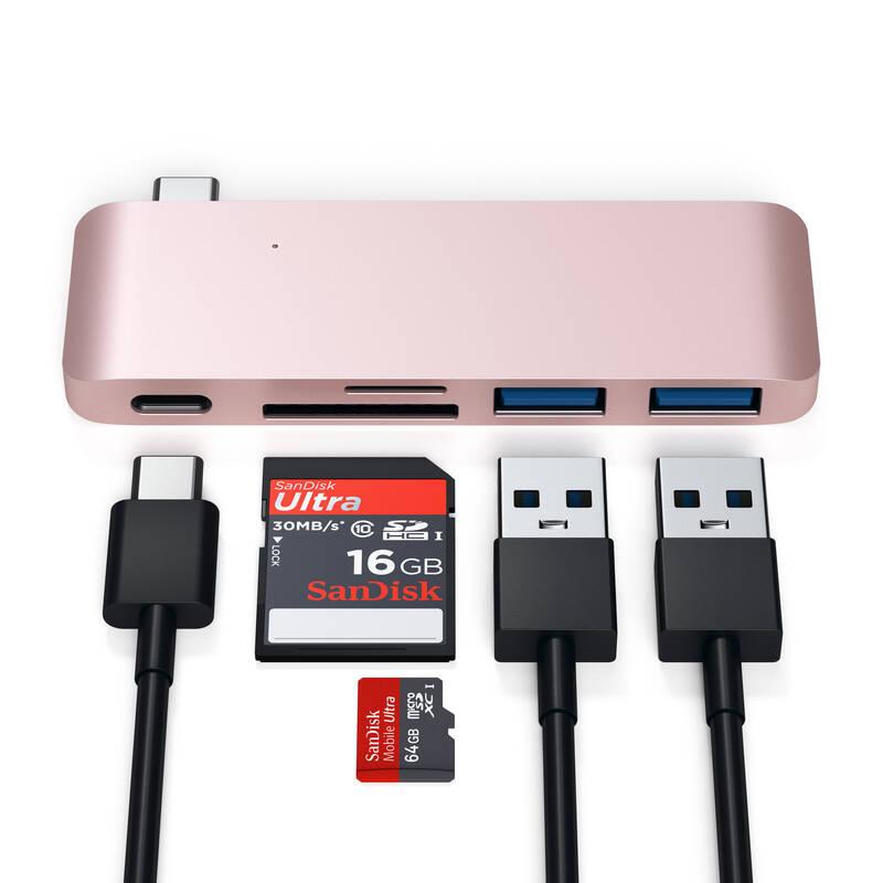 USB Hub Satechi USB-C Passthrough USB Hub růžový