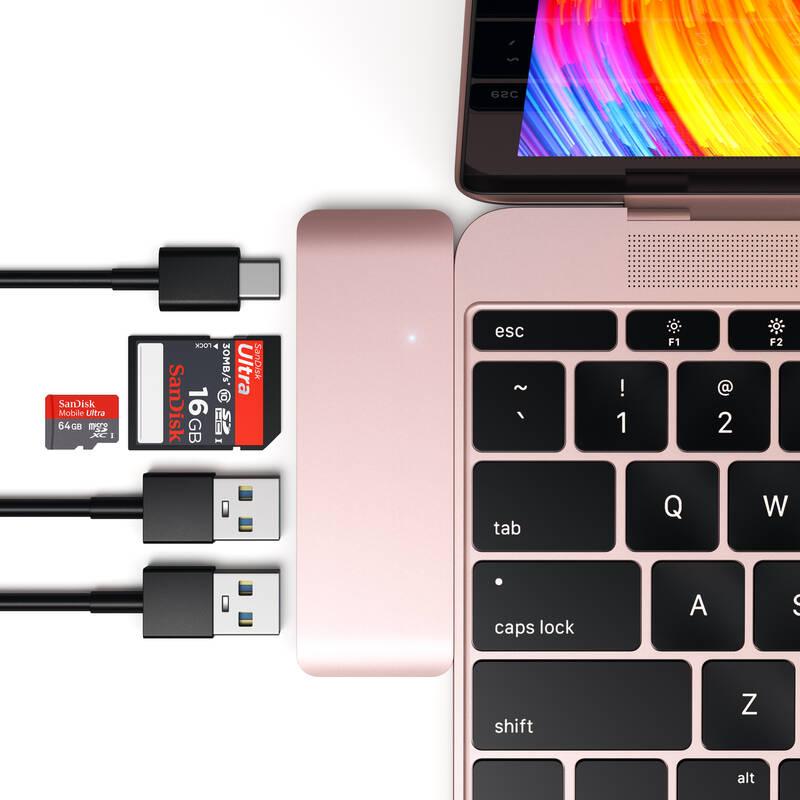 USB Hub Satechi USB-C Passthrough USB Hub růžový