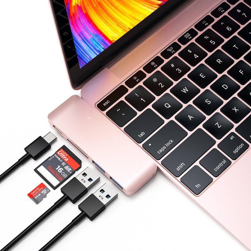 USB Hub Satechi USB-C Passthrough USB Hub růžový