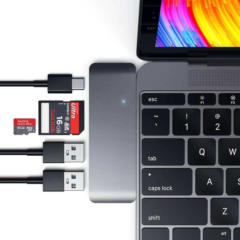 USB Hub Satechi USB-C Passthrough USB Hub šedý, USB, Hub, Satechi, USB-C, Passthrough, USB, Hub, šedý