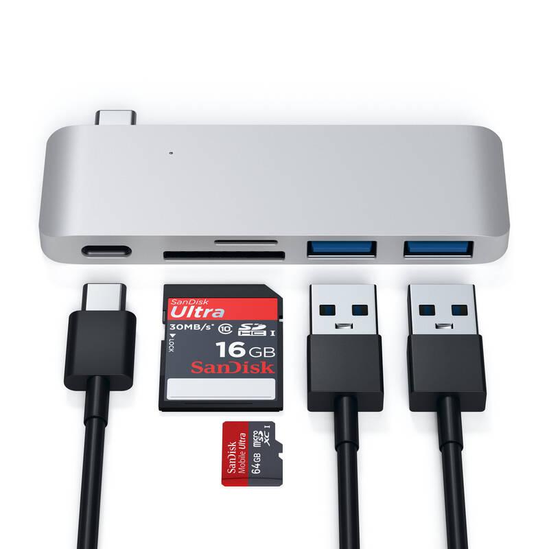 USB Hub Satechi USB-C Passthrough USB Hub stříbrný