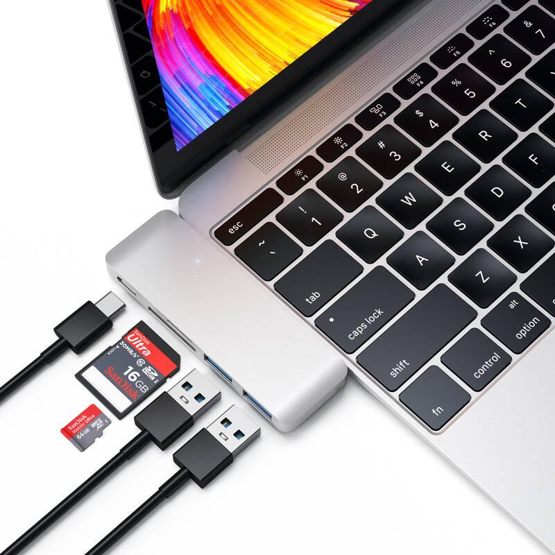 USB Hub Satechi USB-C Passthrough USB Hub stříbrný