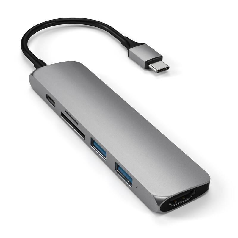 USB Hub Satechi USB-C Slim Multimedia Adapter V2 šedá