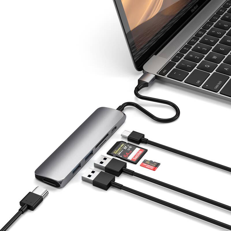 USB Hub Satechi USB-C Slim Multimedia Adapter V2 šedá, USB, Hub, Satechi, USB-C, Slim, Multimedia, Adapter, V2, šedá