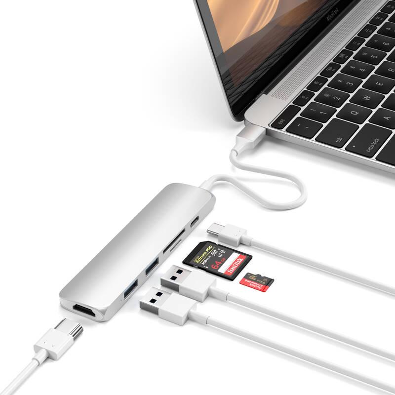 USB Hub Satechi USB-C Slim Multimedia Adapter V2 stříbrná