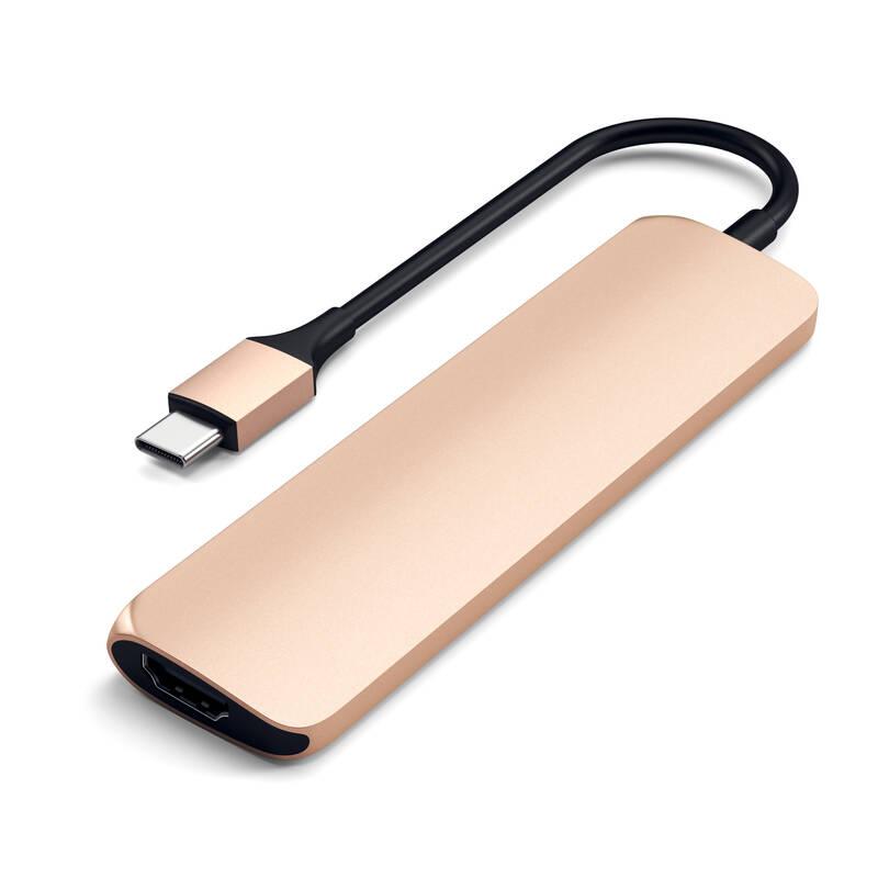 USB Hub Satechi USB-C Slim Multimedia Adapter V2 zlatá