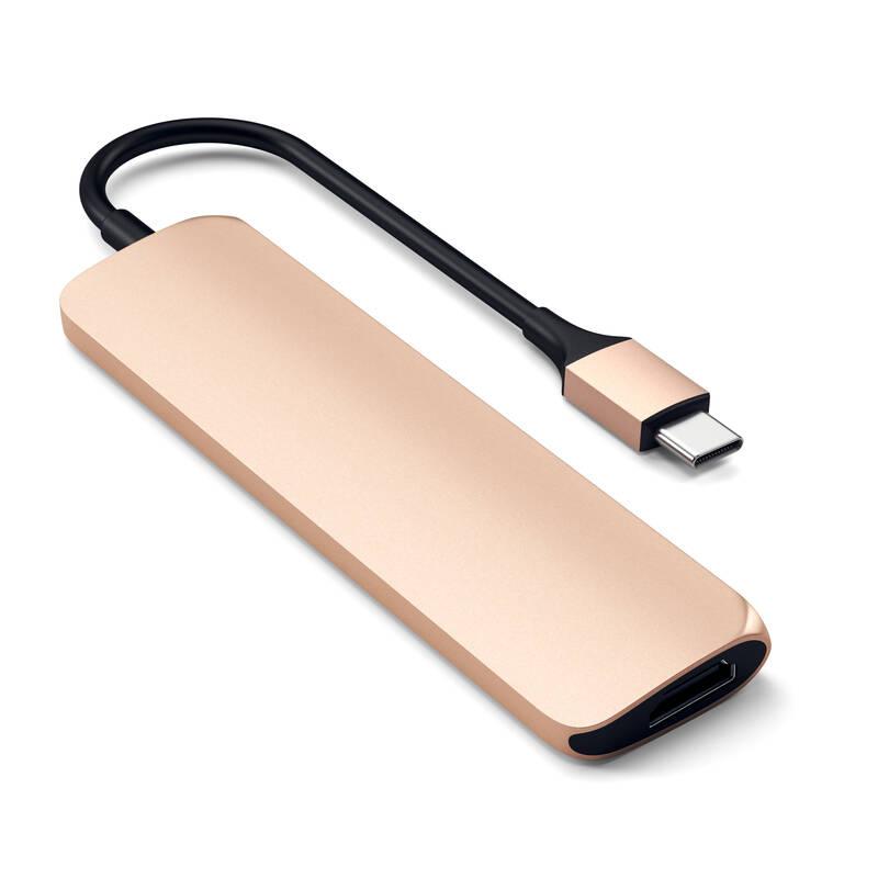 USB Hub Satechi USB-C Slim Multimedia Adapter V2 zlatá