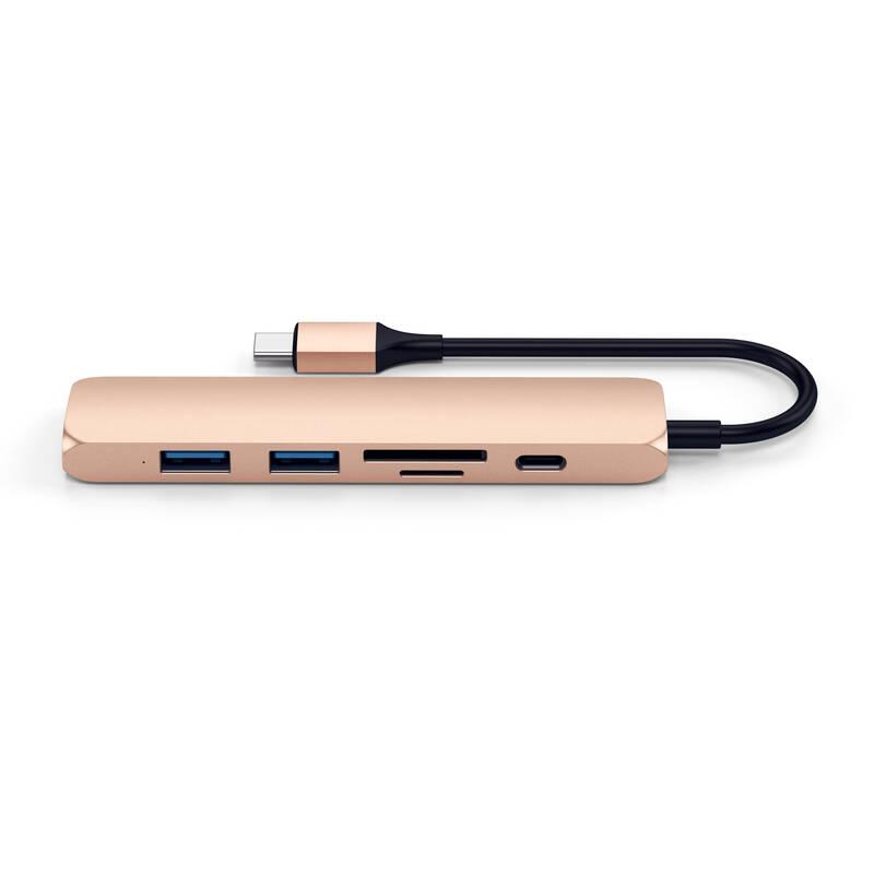 USB Hub Satechi USB-C Slim Multimedia Adapter V2 zlatá
