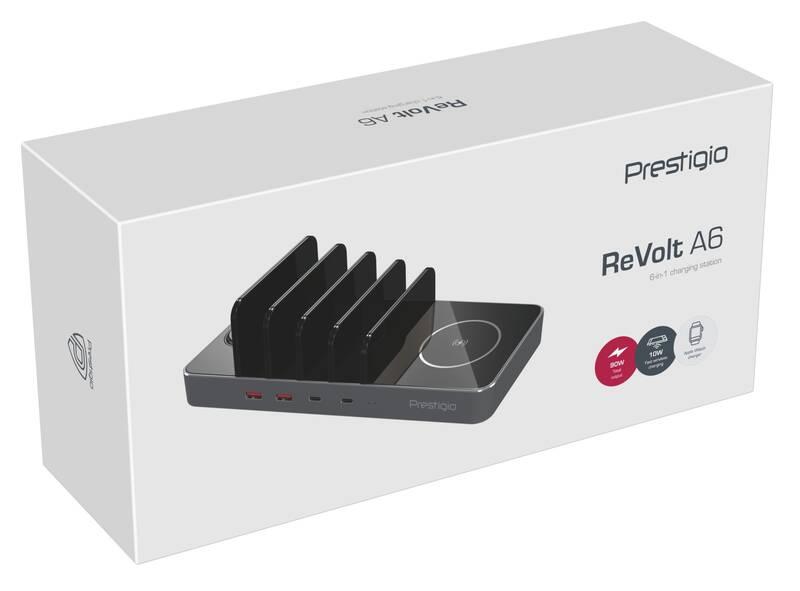 Bezdrátová nabíječka Prestigio ReVolt A6 6v1 černá