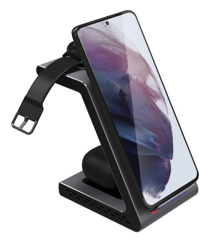 Bezdrátová nabíječka Prestigio ReVolt A9 3v1 černá stříbrná