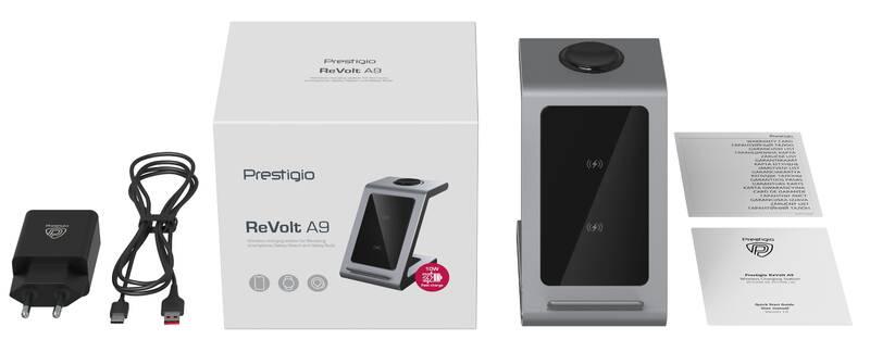 Bezdrátová nabíječka Prestigio ReVolt A9 3v1 černá stříbrná