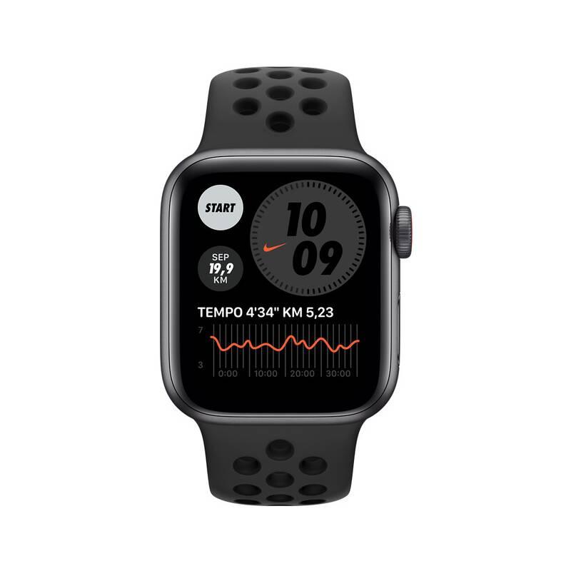 Chytré hodinky Apple Watch Nike SE GPS Cellular, 40mm pouzdro z vesmírně šedého hliníku - antracitově černý sportovní řemínek Nike