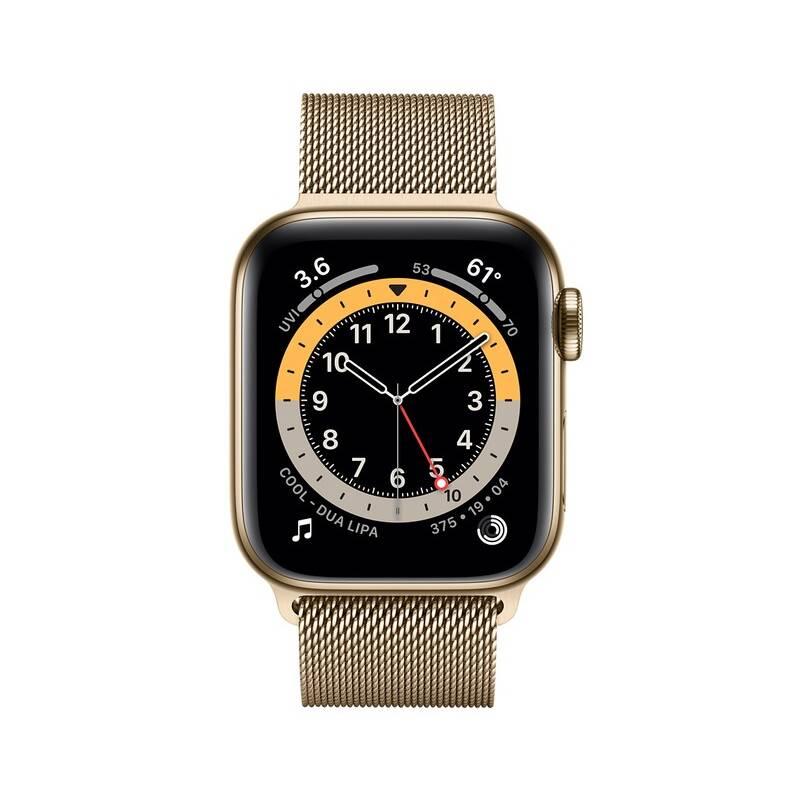 Chytré hodinky Apple Watch Series 6 GPS Cellular, 40mm zlaté pouzdro z nerezové oceli - zlatý milánský tah