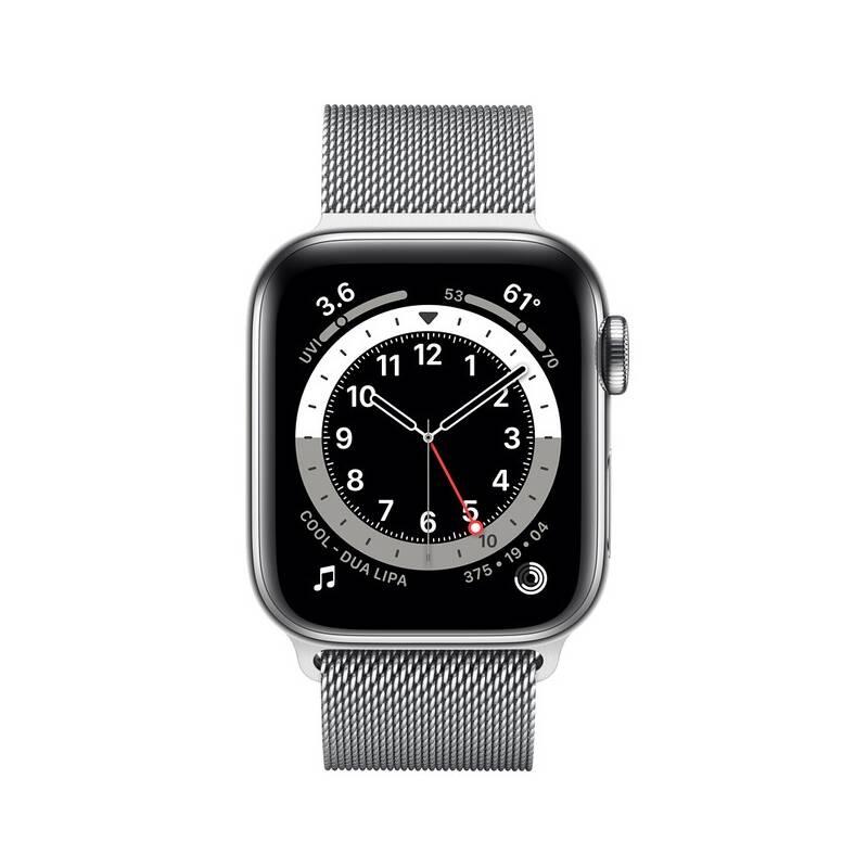 Chytré hodinky Apple Watch Series 6 GPS Cellular, 44mm stříbrné pouzdro z nerezové oceli - stříbrný milánský tah