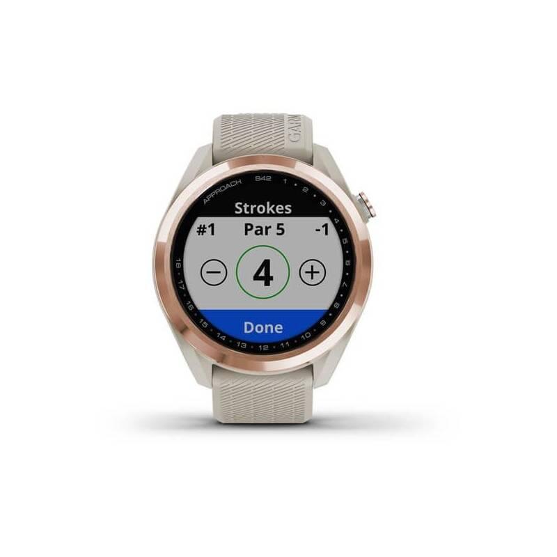 GPS hodinky Garmin Approach S42 - Rose Gold Light Sand Silicone band
