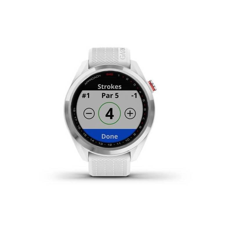 GPS hodinky Garmin Approach S42 - Silver White Silicone Band, GPS, hodinky, Garmin, Approach, S42, Silver, White, Silicone, Band