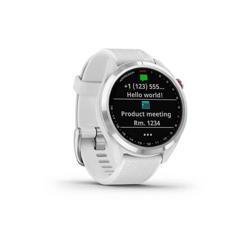 GPS hodinky Garmin Approach S42 - Silver White Silicone Band