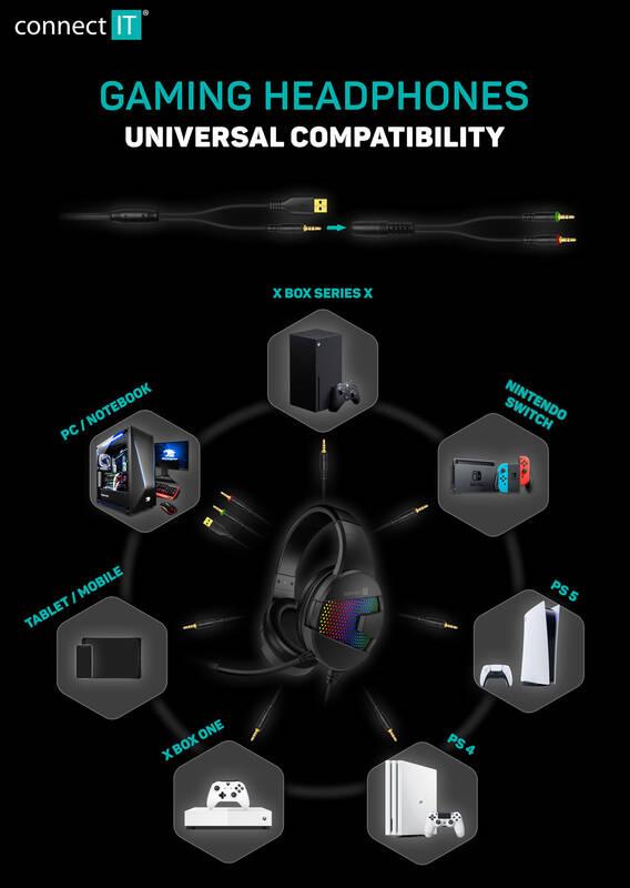 Headset Connect IT Doodle RGB černý