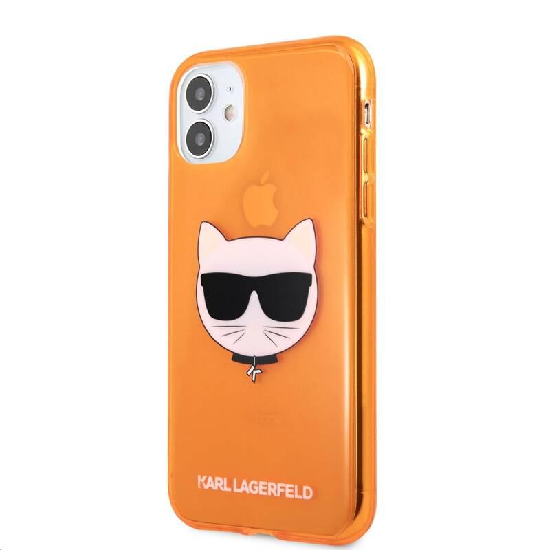 Kryt na mobil Karl Lagerfeld Choupette Head na Apple iPhone 11 oranžový