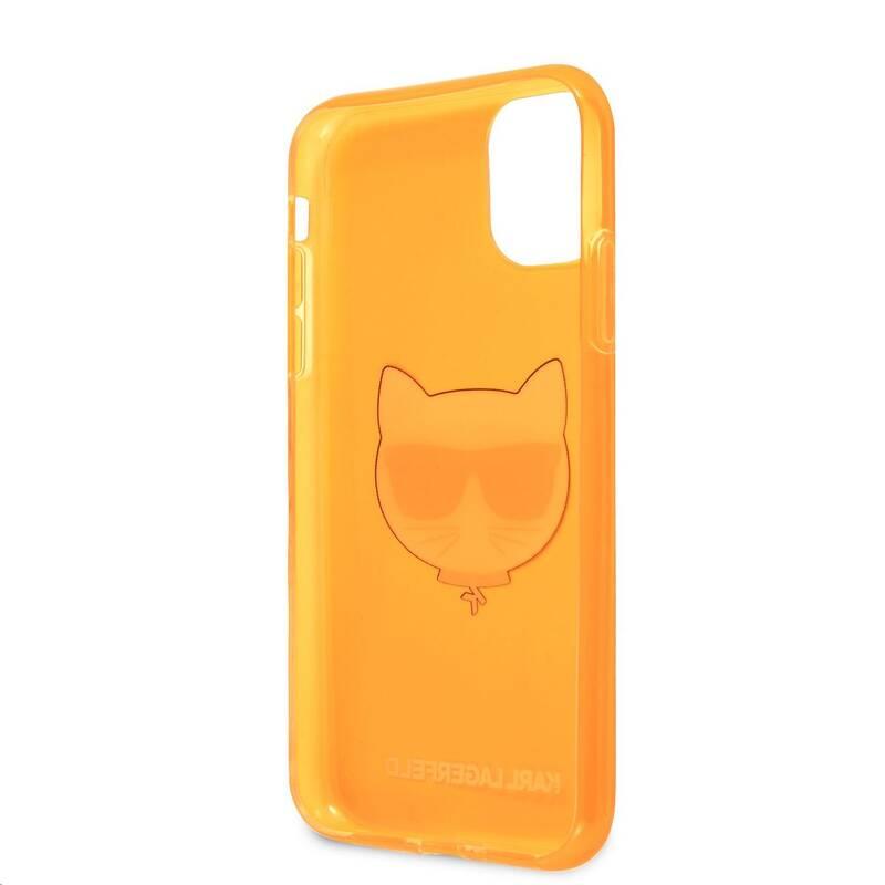 Kryt na mobil Karl Lagerfeld Choupette Head na Apple iPhone 11 oranžový