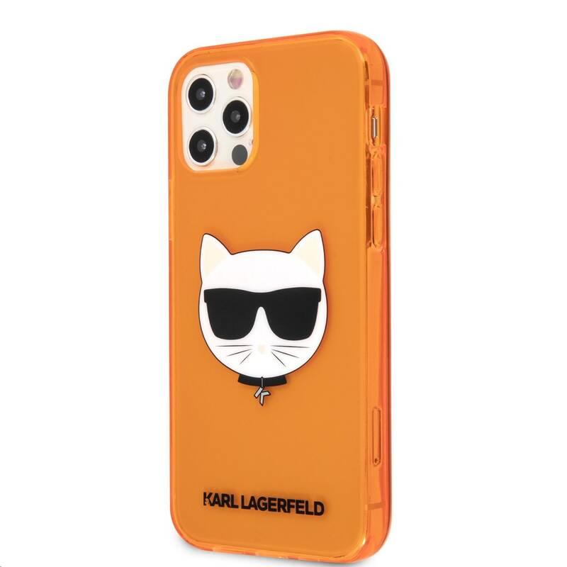 Kryt na mobil Karl Lagerfeld Choupette Head na Apple iPhone 12 Pro Max oranžový